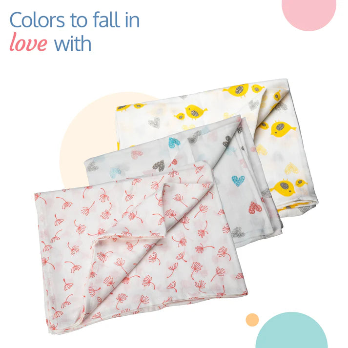 Luvlep Muslin Swaddle Birds White 120*100 CM