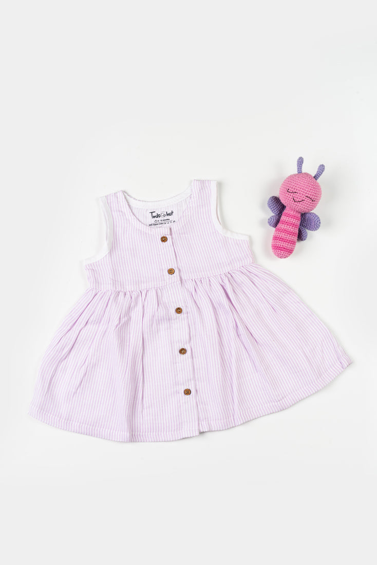 Muslin Frock ZT Lavender Stripe