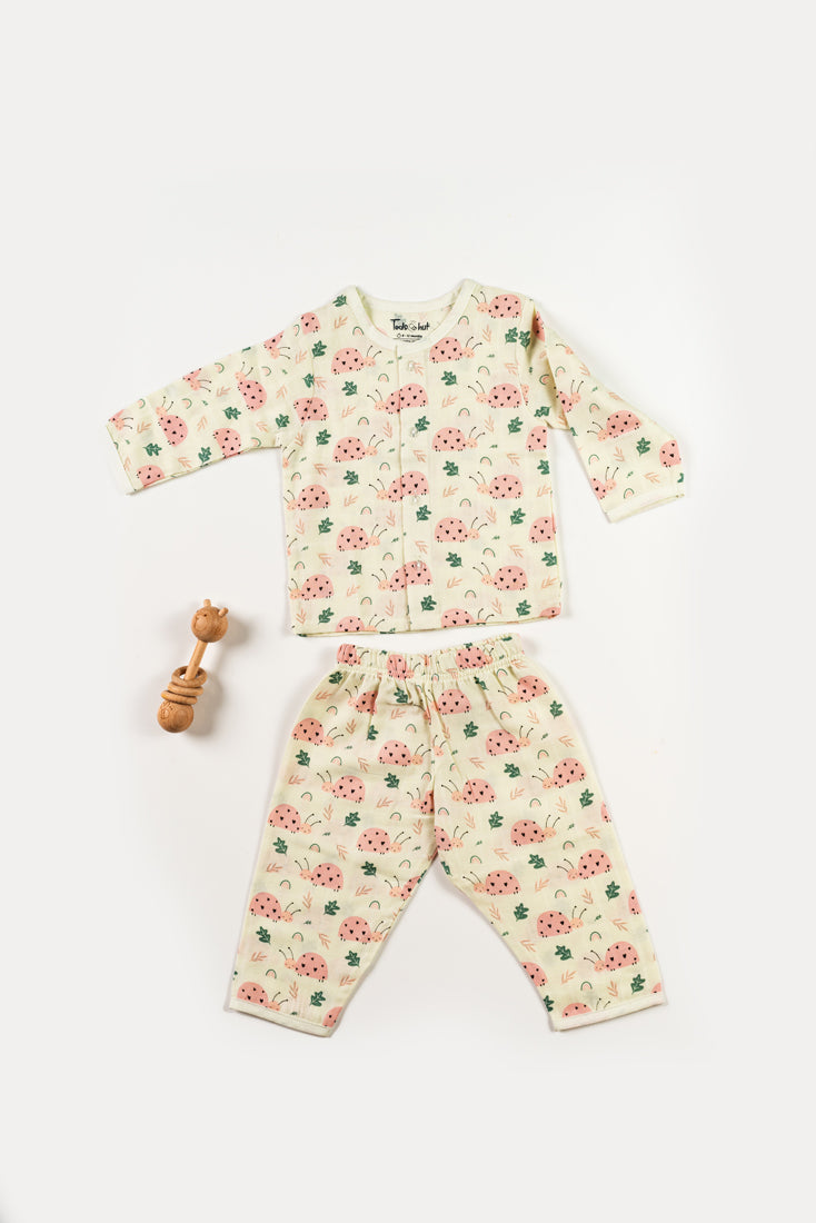 Muslin Night Drees Pink Bug