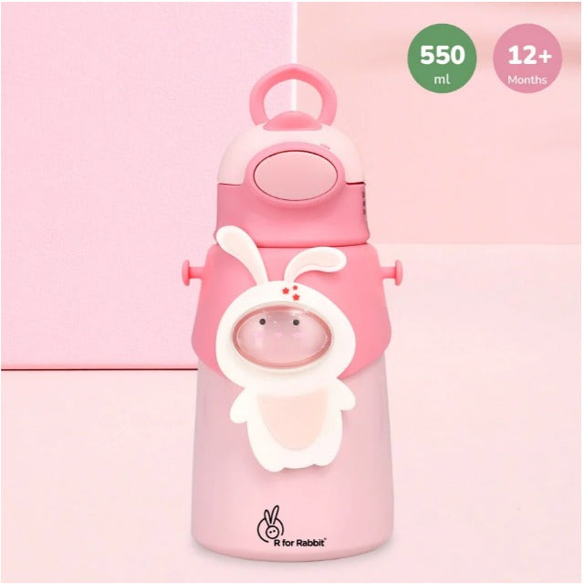 R For Rabbit - Steebo Zoobie Sippy Water Bottle -Pink Bunny