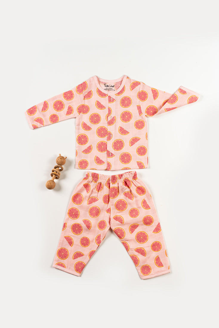 Muslin Night Drees Juicy Orange