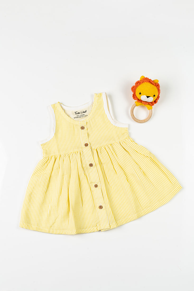 Muslin Frock Yellow Stripe