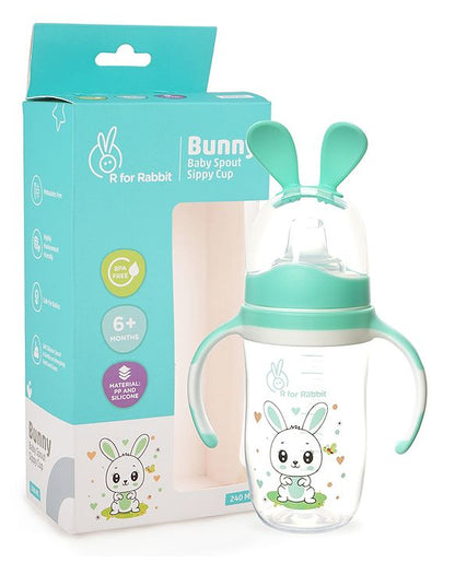 R for Rabbit - Bunny Baby Spout Sippy Cup - Sippy Cups -Green