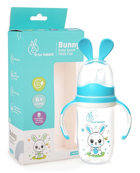 R for Rabbit - Bunny Baby Spout Sippy Cup - Sippy Cups -Blue