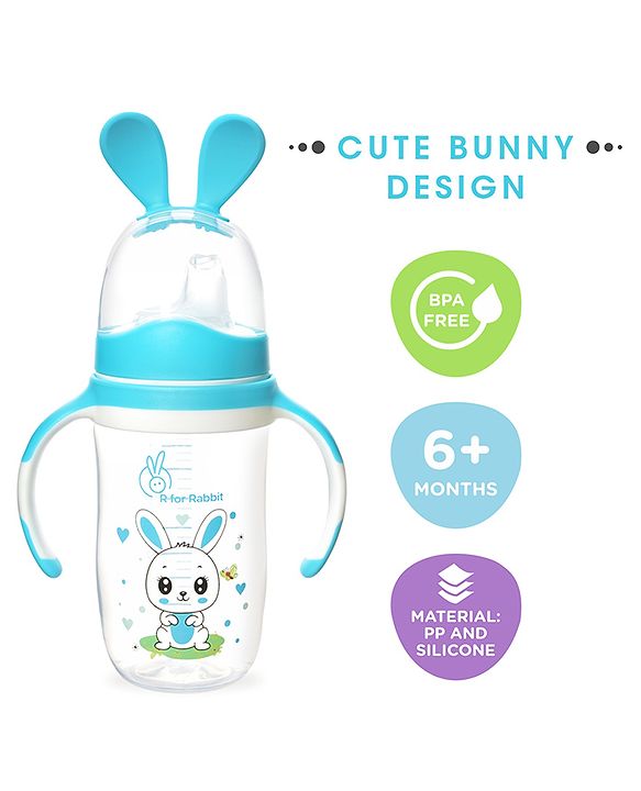 R for Rabbit - Bunny Baby Spout Sippy Cup - Sippy Cups -Blue