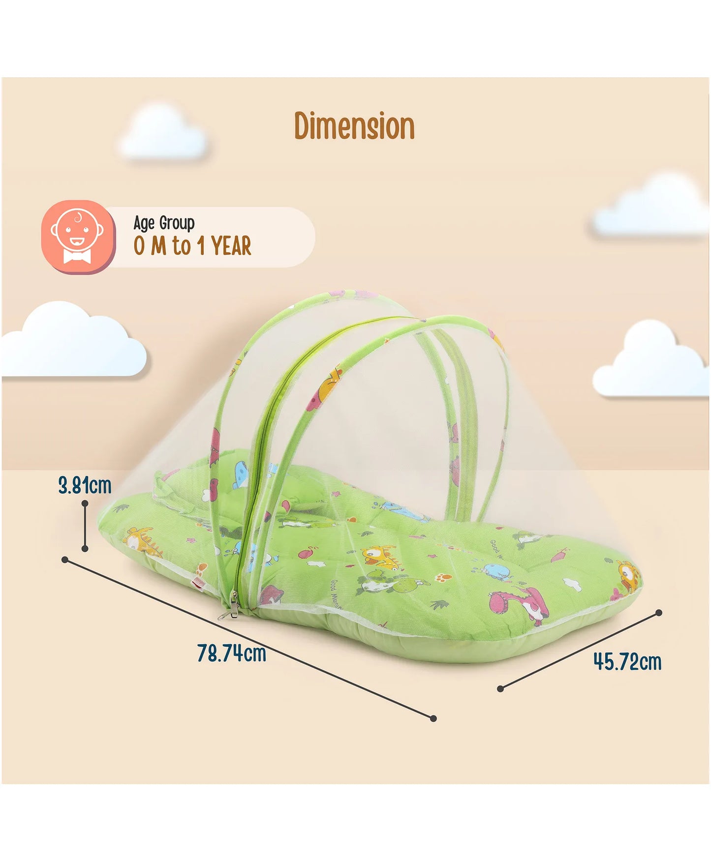 Luvlap Bed With Net -Animals Print