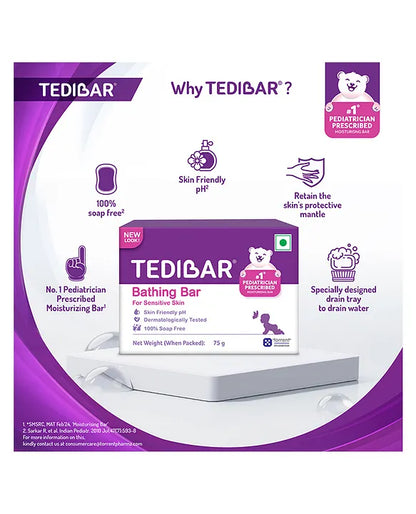 Tedibar Moisturising Baby Bathing Bar 100gx2 (Pack of 2) with Skin Friendly ph