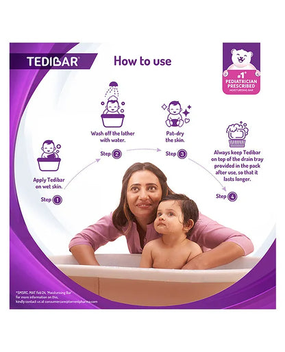 Tedibar Moisturising Baby Bathing Bar 100gx2 (Pack of 2) with Skin Friendly ph
