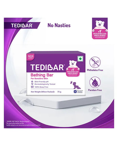 Tedibar Moisturising Baby Bathing Bar 100gx2 (Pack of 2) with Skin Friendly ph