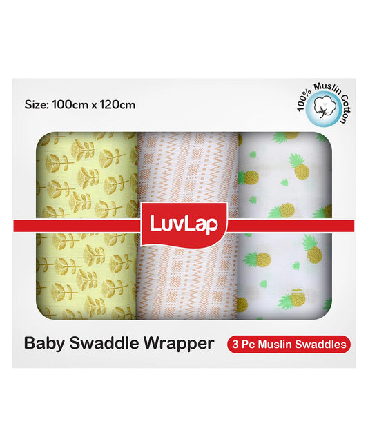 Luvlap muslin swaddle Pineapple leaves Multicolour