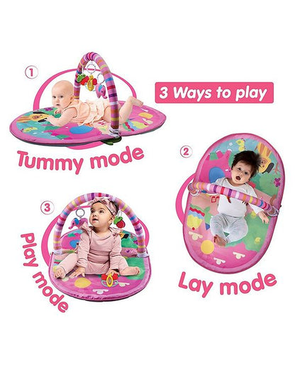 Funskool Giggles 3 in 1 Deluxe Play Gym with Overhead Toy Arch - Pink