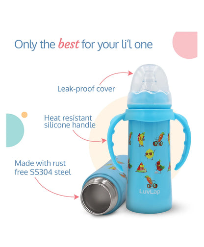 LuvLap 4 in 1 Slim Steel Sipper with Cover - Blue