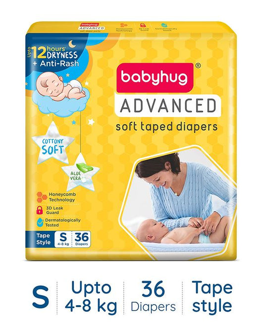 Babyhug Advanced Tape Style Diapers Small Size - 36 Pieces