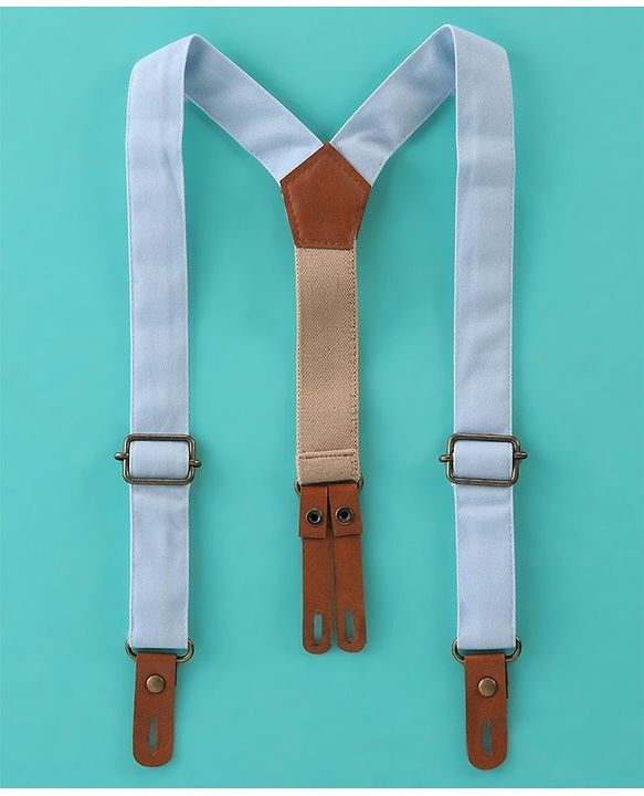 ToffyHouse Half Sleeves  Set With Suspender & Bow Solid Colour - White & Blue