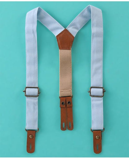 ToffyHouse Half Sleeves  Set With Suspender & Bow Solid Colour - White & Blue