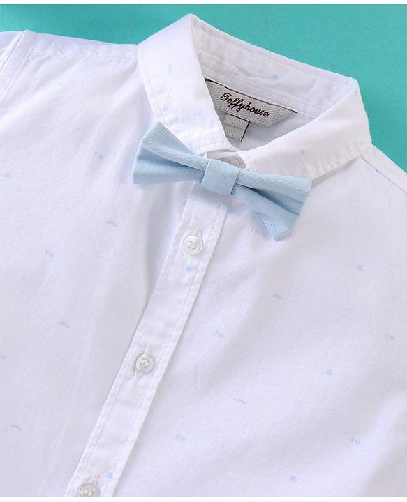 ToffyHouse Half Sleeves  Set With Suspender & Bow Solid Colour - White & Blue
