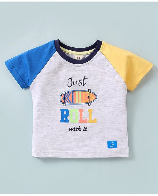 ToffyHouse  Half Raglan Sleeves  Set Text Print - White Melange