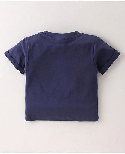 ToffyHouse Half Sleeves T-Shirt & Shorts Set With Cars Print - Navy