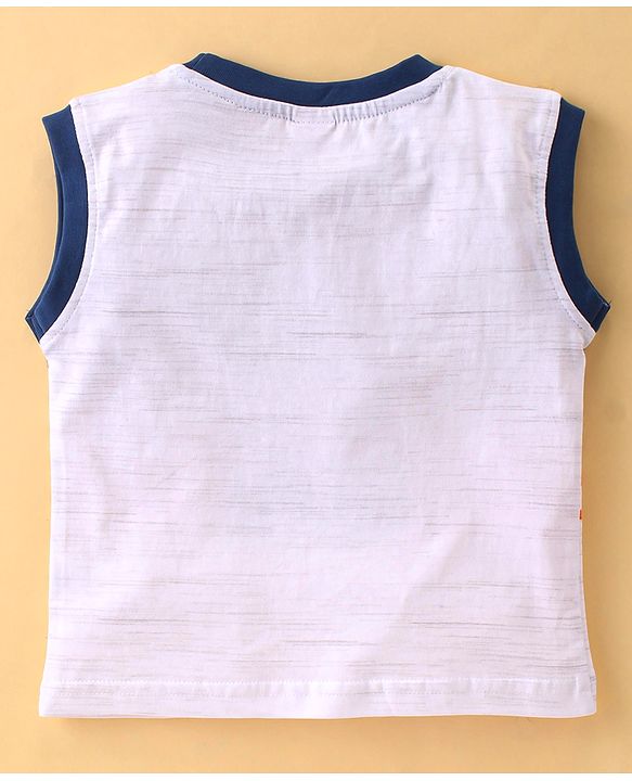ToffyHouse  Sleeveless T-Shirt & Corduroy Shorts Set With Beach Print - White
