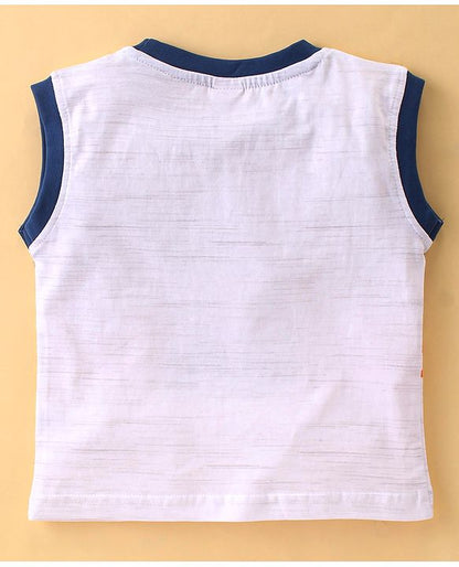 ToffyHouse  Sleeveless T-Shirt & Corduroy Shorts Set With Beach Print - White