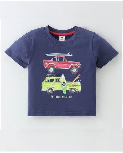 ToffyHouse Half Sleeves T-Shirt & Shorts Set - Navy Blue