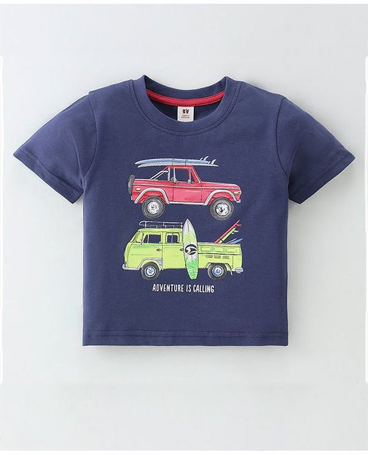 ToffyHouse Half Sleeves T-Shirt & Shorts Set - Navy Blue