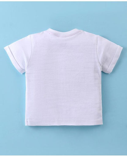 ToffyHouse Half Sleeves T-Shirt & Woven Shorts With Ice Hockey Print - White & Red