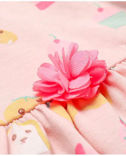 ToffyHouse Cotton Knit Sleeveless Frock with Ice Cream Print - Pink