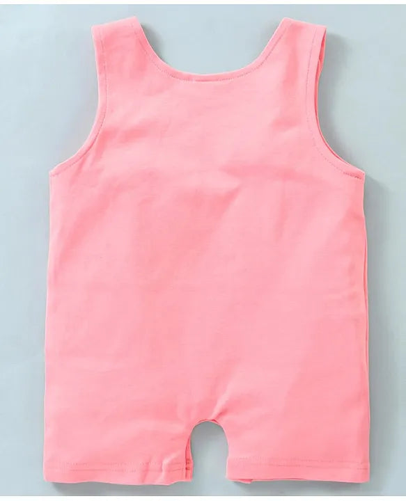 ToffyHouse Cotton Interlock Dungaree Style Romper with Half Sleeves Inner Tee Honey Bee Print - Rose Pink