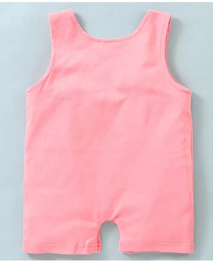 ToffyHouse Cotton Interlock Dungaree Style Romper with Half Sleeves Inner Tee Honey Bee Print - Rose Pink