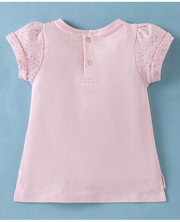 ToffyHouse Half Sleeves Top with Watermelon Print & Layered Skirt Set - Light Pink