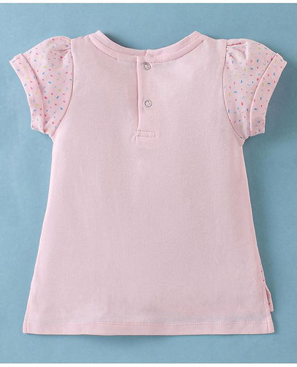ToffyHouse Half Sleeves Top with Watermelon Print & Layered Skirt Set - Light Pink