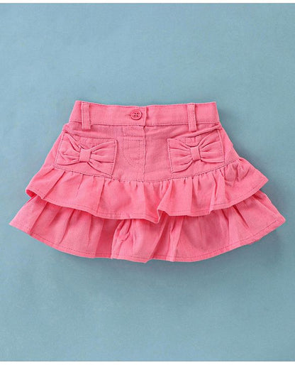 ToffyHouse Half Sleeves Top with Watermelon Print & Layered Skirt Set - Light Pink