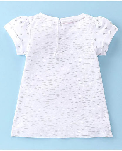 ToffyHouse 100% Knitted Cotton Half Sleeves Top & Woven Mesh Fabric Skirt Set With Fashionista Doll Print - White & Black