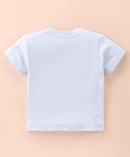 ToffyHouse Half Sleeves T-Shirt &  Shorts Set With Cute Airplane Pilot Print - Sky Blue
