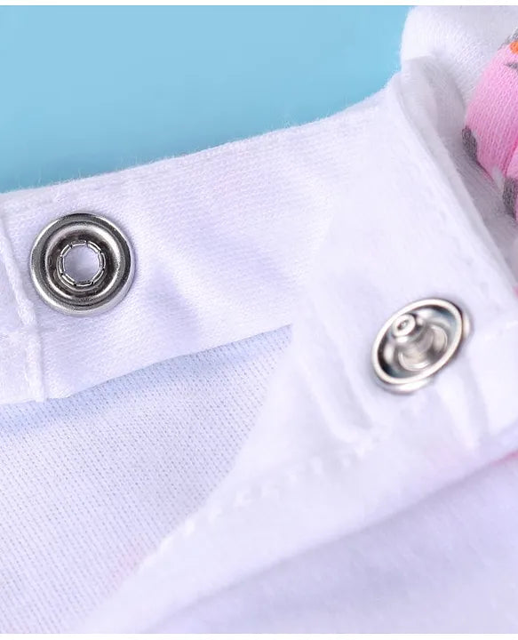 ToffyHouse Cotton Knit Puff Sleeves T-Shirt & Corduroy Dungarees With Kitten Print - Pink