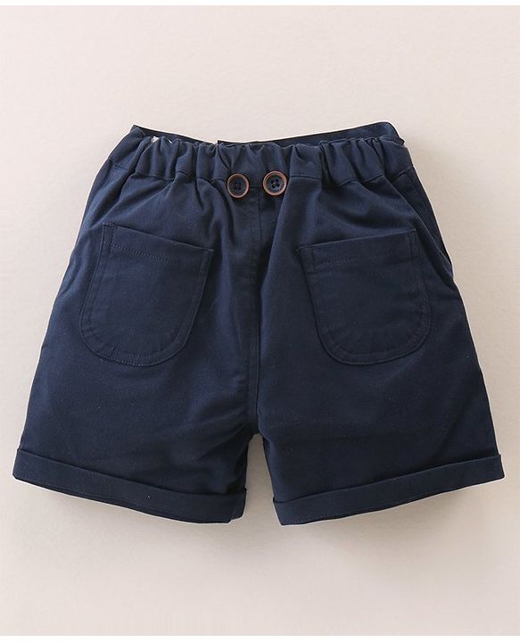 ToffyHouse Half Sleeves Cars Printed Shirt & Shorts with Suspenders & Cap - Navy Blue