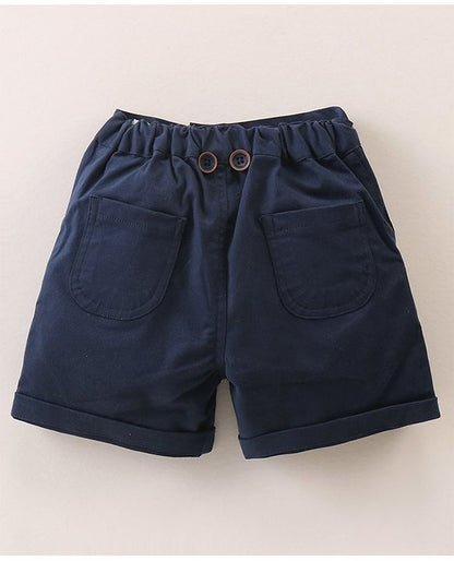 ToffyHouse Half Sleeves Cars Printed Shirt & Shorts with Suspenders & Cap - Navy Blue