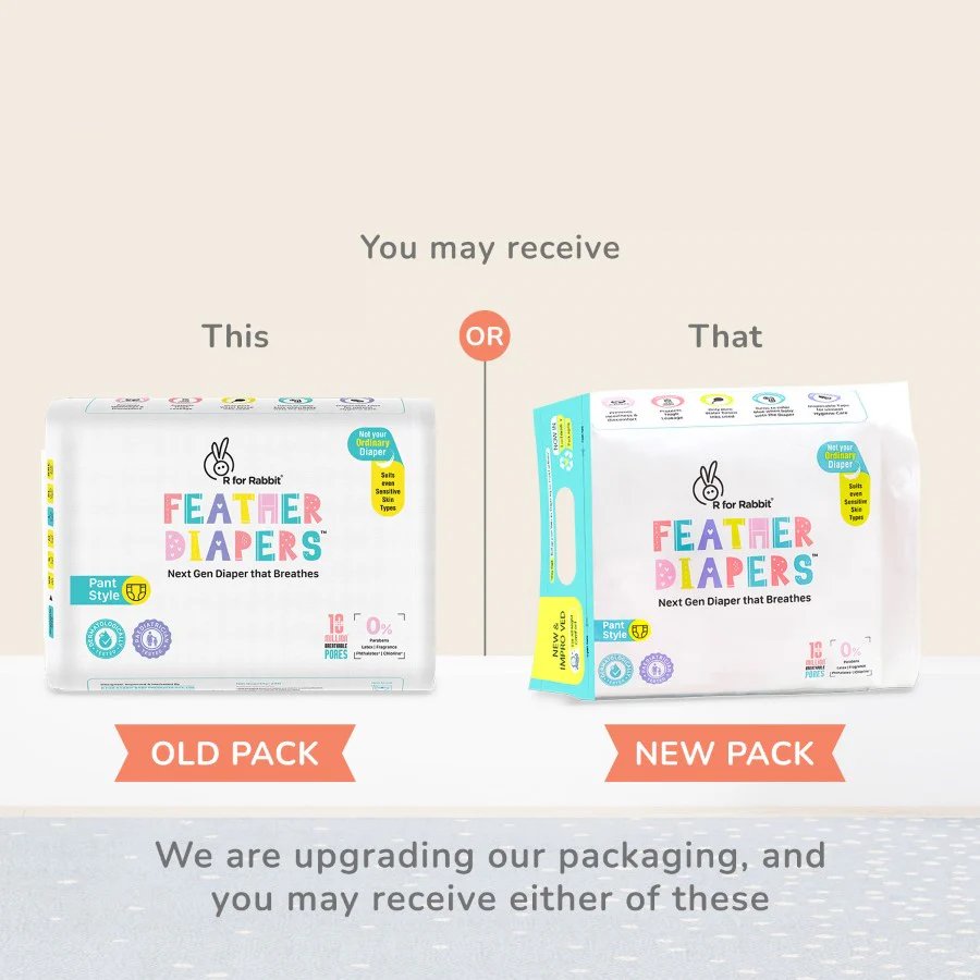 R for Rabbit Feather Diaper S pack of 26 Diapers White