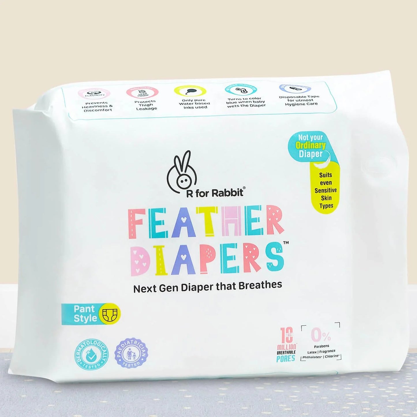 R for Rabbit Feather Diaper S pack of 26 Diapers White
