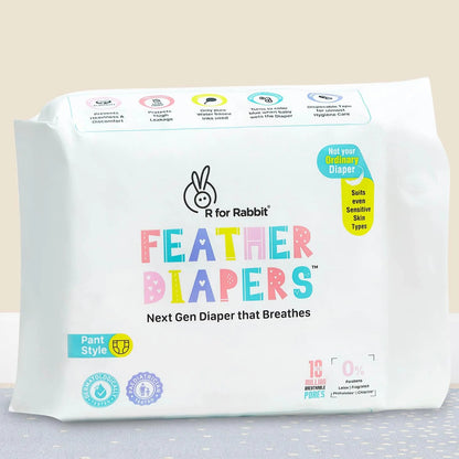 R for Rabbit Feather Diaper S pack of 26 Diapers White