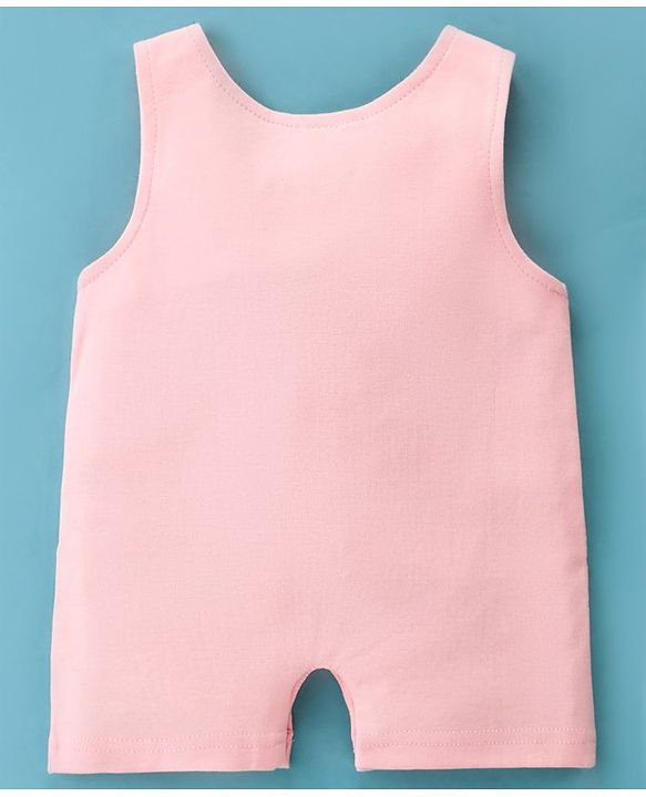 ToffyHouse Dungaree Style Romper with Half Sleeves T-Shirt Ice Cream Print - Pink