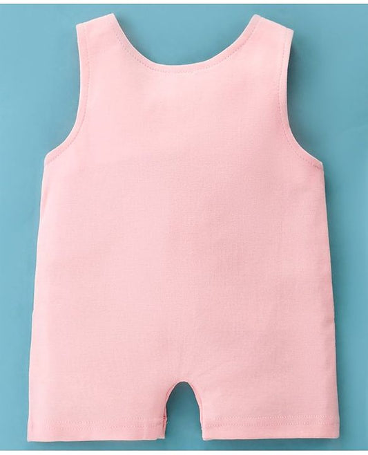 ToffyHouse Dungaree Style Romper with Half Sleeves T-Shirt Ice Cream Print - Pink