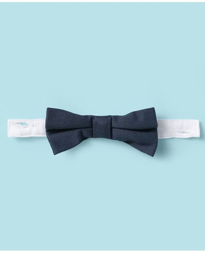 ToffyHouse Half Sleeves Printed Shirt & Shorts With Bow & Suspender - White & Navy Blue
