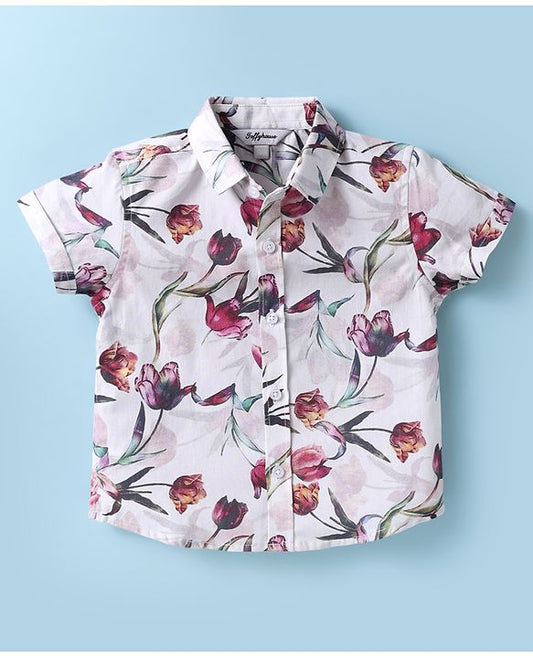 ToffyHouse  Half Sleeves Shirt & Shorts With Bow Suspender & Hat - Rose Gold