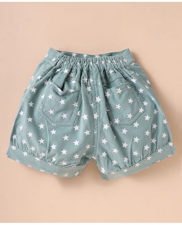 ToffyHouse Half Sleeves Top & Shorts Set With Star Print & Patch Detailing - White
