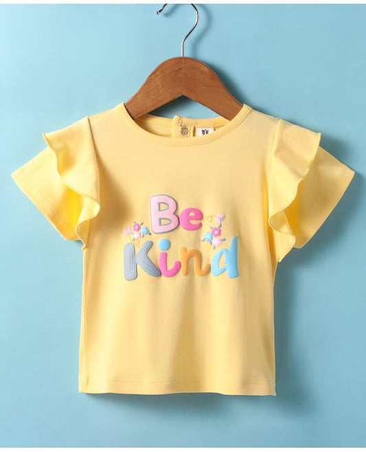 ToffyHouse  Top & Skirt Set with Text Print & Frill Detailing - Yellow