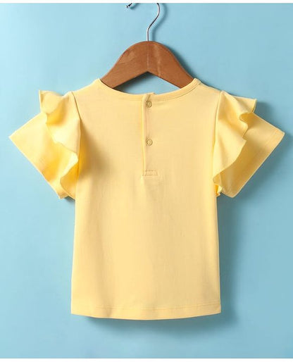 ToffyHouse  Top & Skirt Set with Text Print & Frill Detailing - Yellow