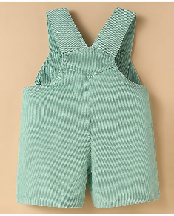 ToffyHouse  Dungaree & T-Shirt with Nautical Theme Print & Embroidery - Light Green & White