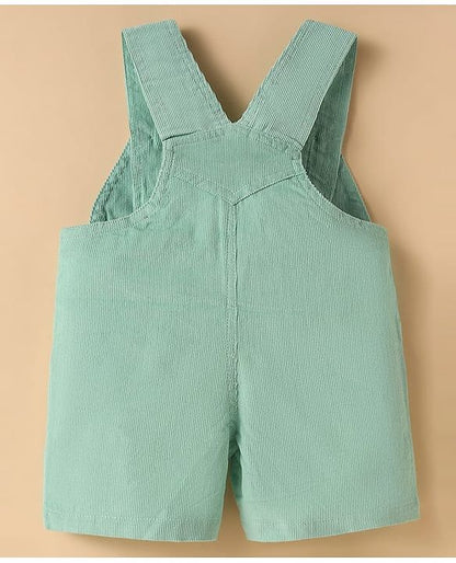 ToffyHouse  Dungaree & T-Shirt with Nautical Theme Print & Embroidery - Light Green & White